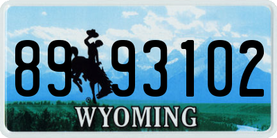 WY license plate 8993102