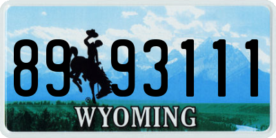 WY license plate 8993111