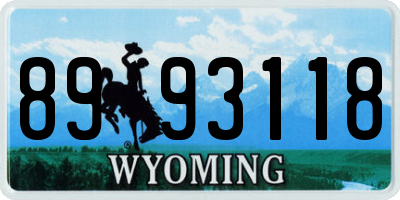 WY license plate 8993118