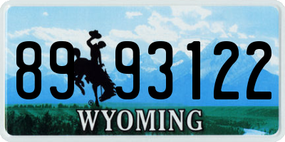 WY license plate 8993122