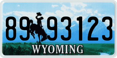WY license plate 8993123