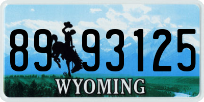 WY license plate 8993125