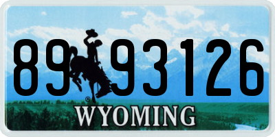 WY license plate 8993126