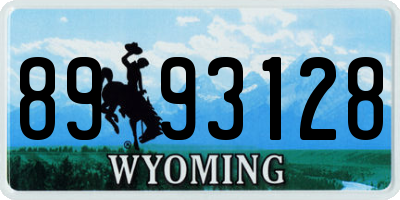 WY license plate 8993128