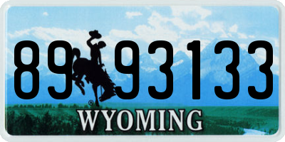 WY license plate 8993133