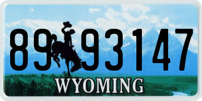 WY license plate 8993147