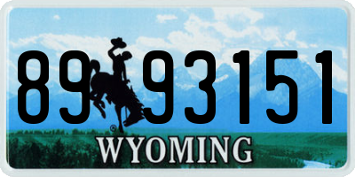 WY license plate 8993151
