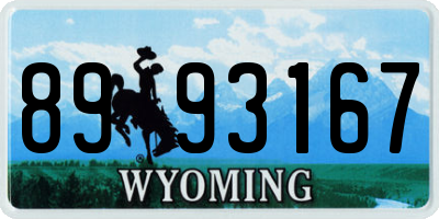 WY license plate 8993167