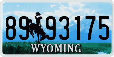 WY license plate 8993175