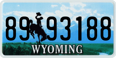 WY license plate 8993188