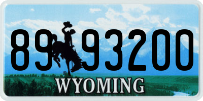 WY license plate 8993200