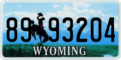 WY license plate 8993204