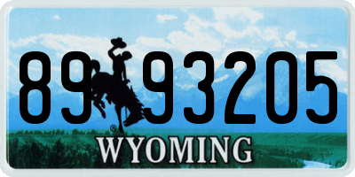 WY license plate 8993205