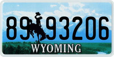 WY license plate 8993206