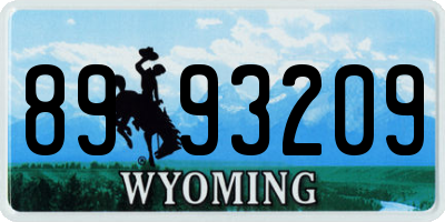 WY license plate 8993209