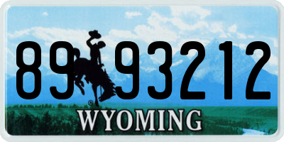 WY license plate 8993212