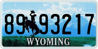 WY license plate 8993217