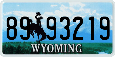 WY license plate 8993219