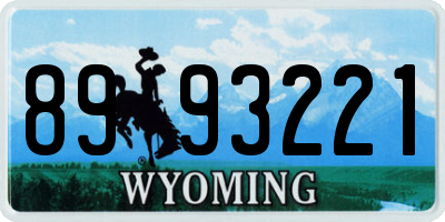 WY license plate 8993221