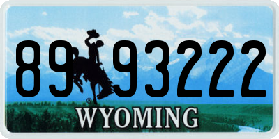 WY license plate 8993222