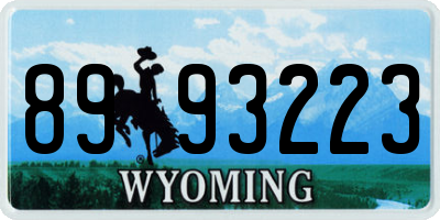 WY license plate 8993223