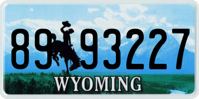 WY license plate 8993227