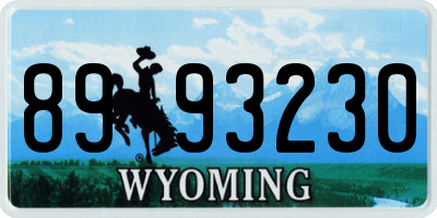 WY license plate 8993230