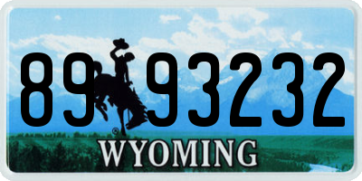 WY license plate 8993232