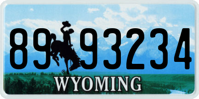 WY license plate 8993234