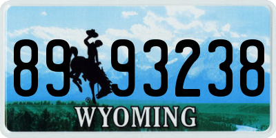 WY license plate 8993238