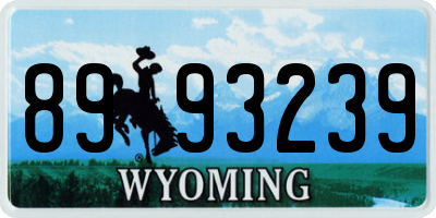 WY license plate 8993239