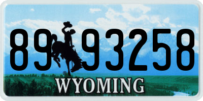 WY license plate 8993258