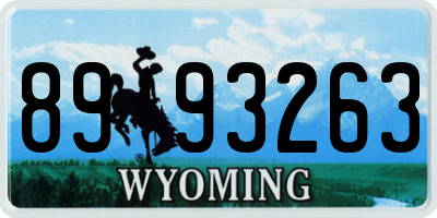 WY license plate 8993263
