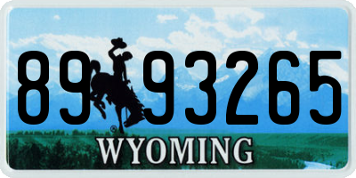 WY license plate 8993265