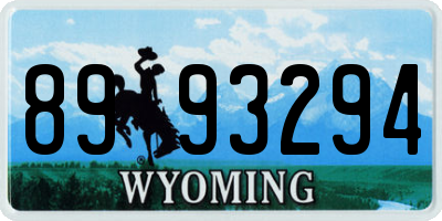 WY license plate 8993294