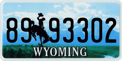 WY license plate 8993302