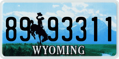 WY license plate 8993311