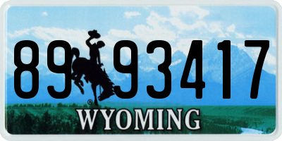 WY license plate 8993417