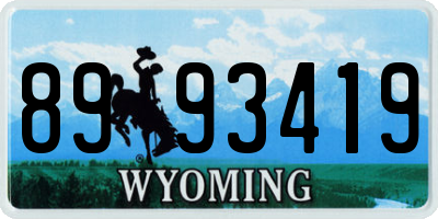 WY license plate 8993419