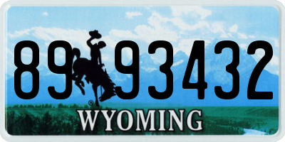 WY license plate 8993432