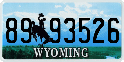 WY license plate 8993526