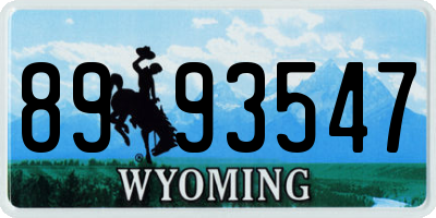 WY license plate 8993547
