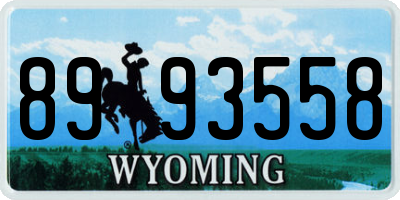 WY license plate 8993558