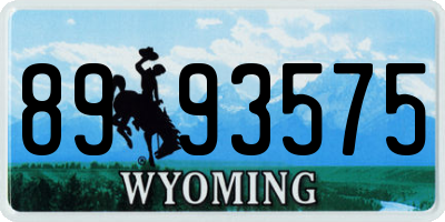 WY license plate 8993575