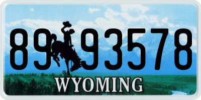 WY license plate 8993578