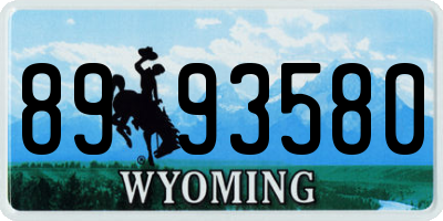 WY license plate 8993580