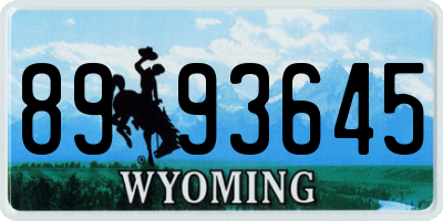 WY license plate 8993645