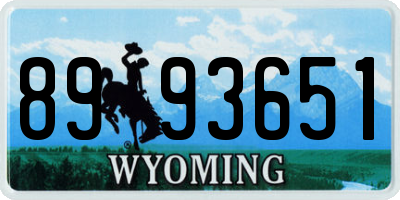 WY license plate 8993651