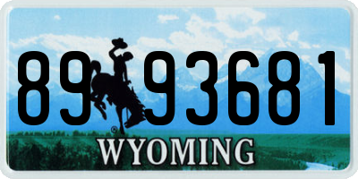 WY license plate 8993681