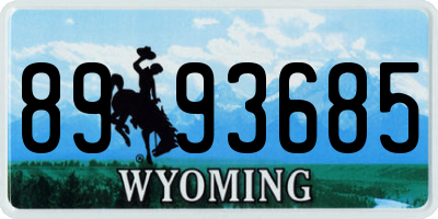 WY license plate 8993685
